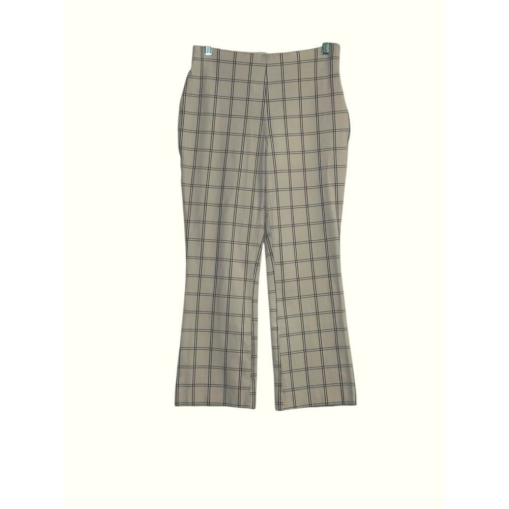 A New Day white gray check straight leg flat front pants size 8